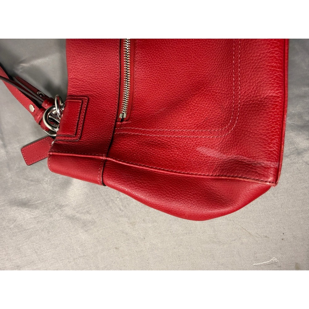 Coach Chelsea Heritage Red Pebbled Leather Tote Shoulder Bag F16831 - Picture 2 of 5